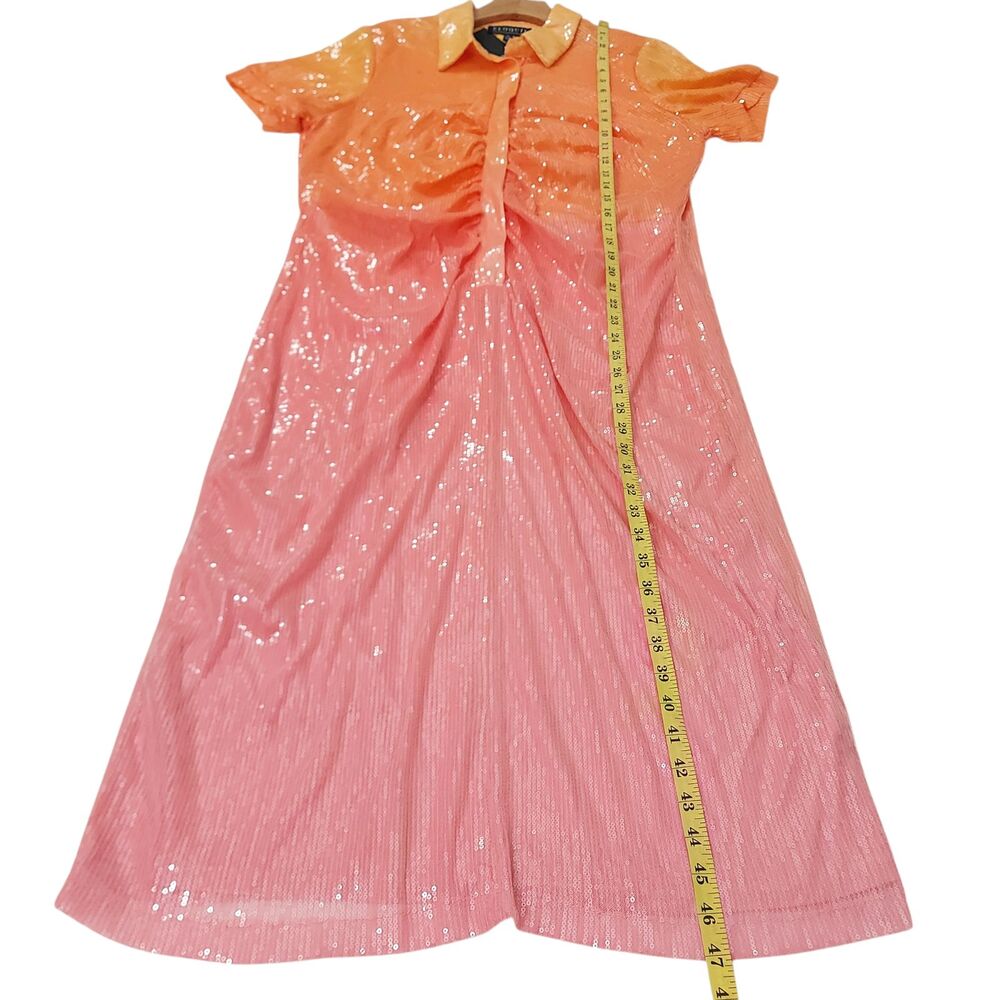 Eloquii Womens 16 Orange Pink Ombre Sequin Midi Shift Dress Glam Party Cocktail - Picture 8 of 13